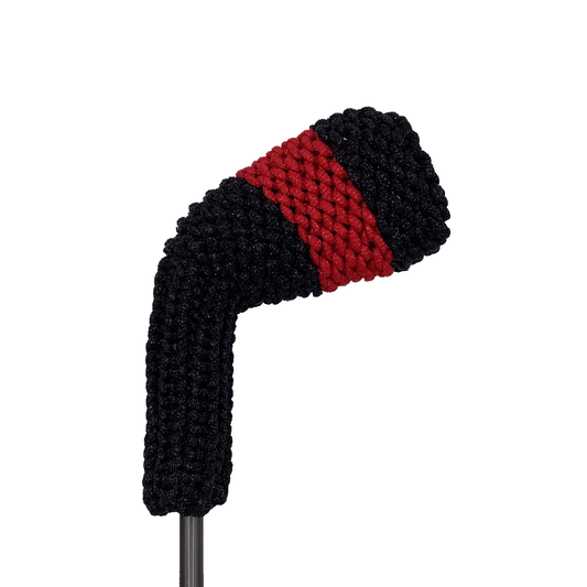 Clean Shot™ iron headcover in black with one big red block stripe. Perfect for a wedge or other iron.
