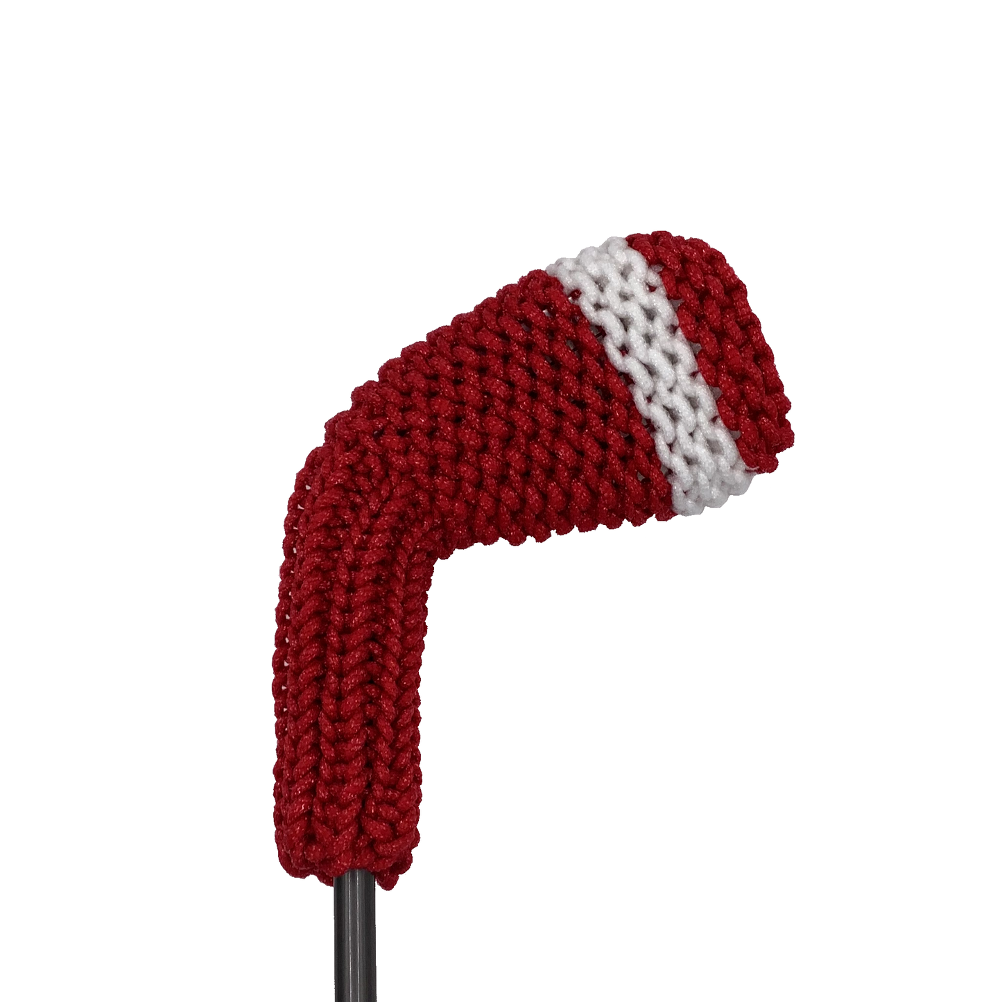 Clean Shot™ iron golf club headcover in red with white stripes to represent a 5 iron.