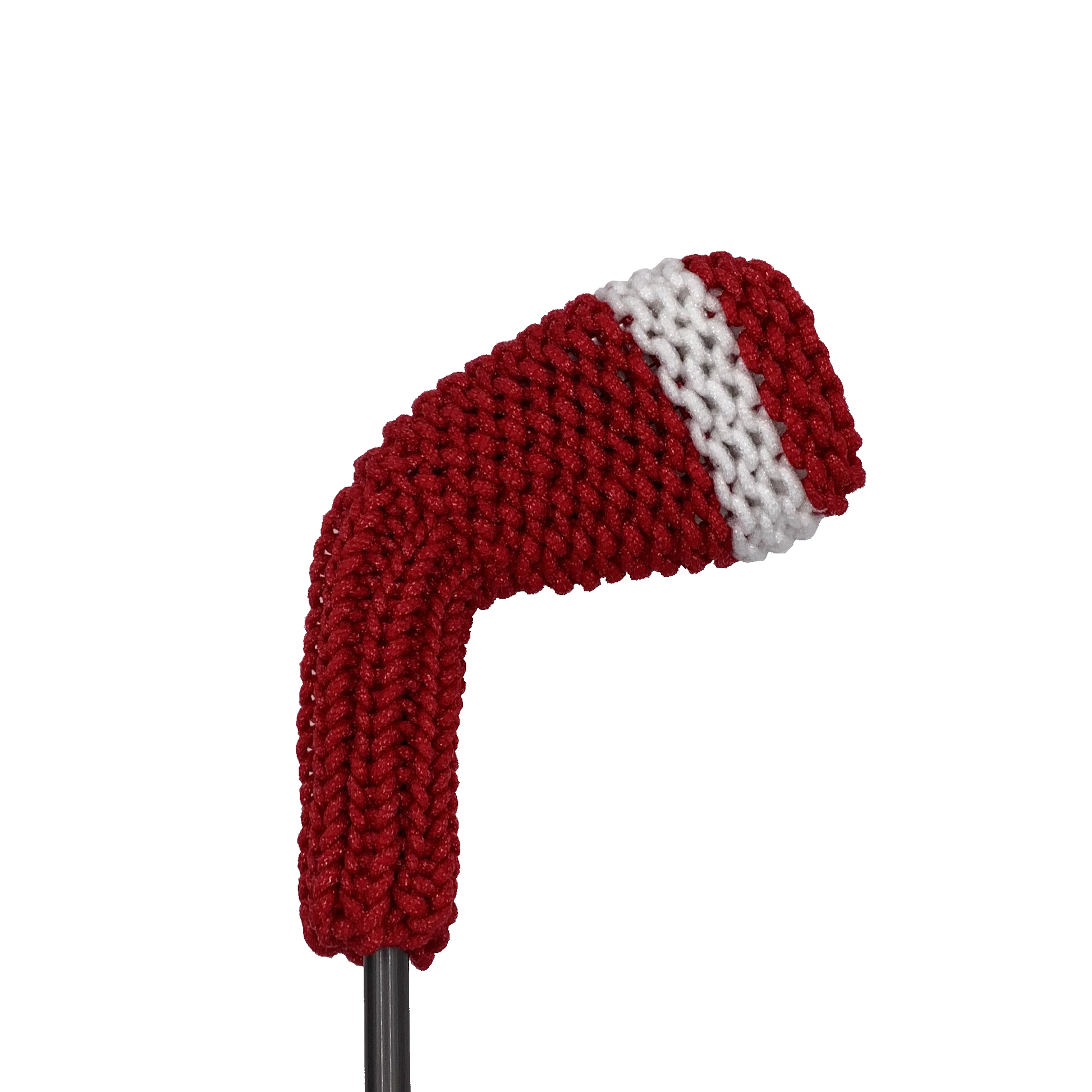 Clean Shot™ iron golf club headcover in red with white stripes to represent a 5 iron.