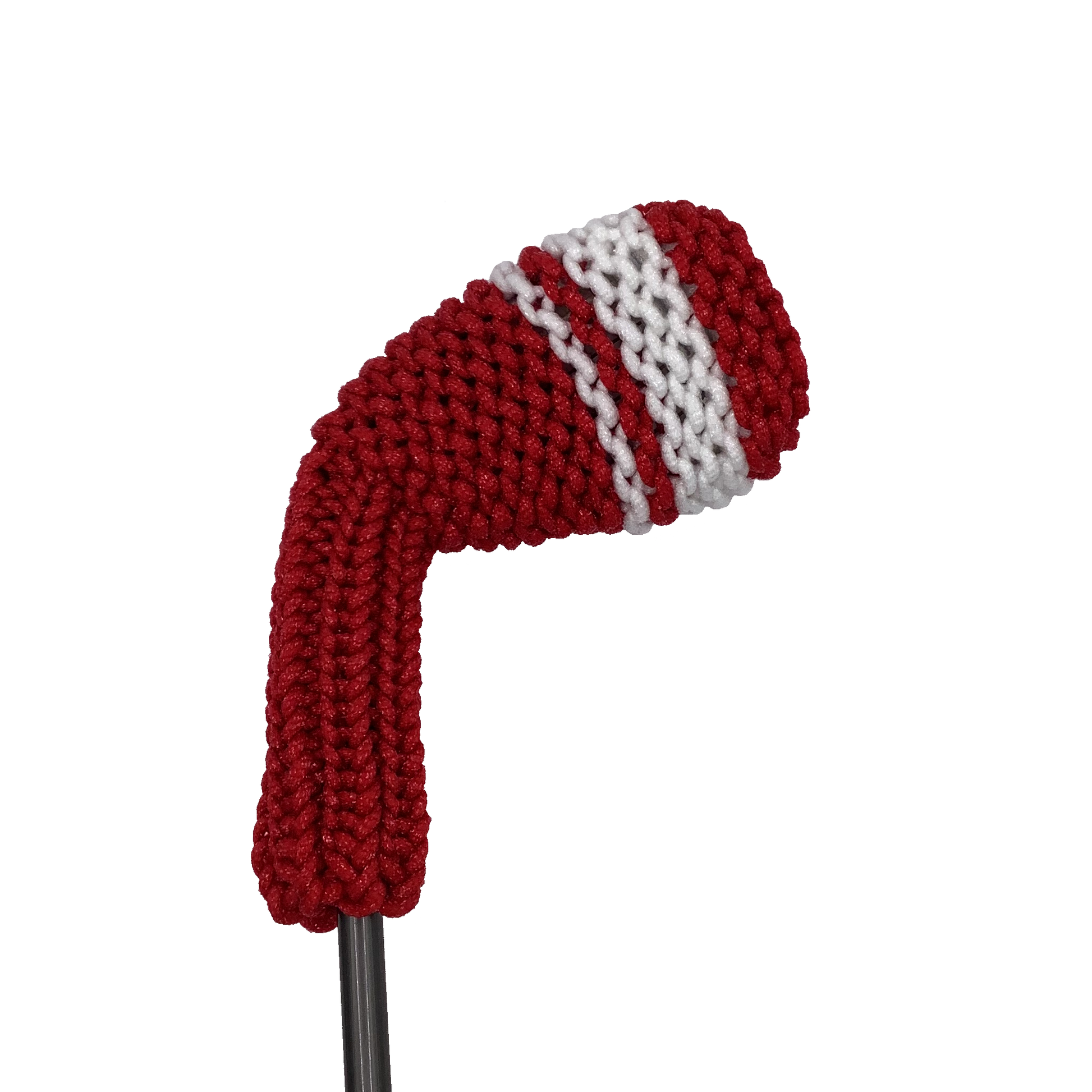 Clean Shot™ iron golf club headcover in red with white stripes to represent a 6 iron.