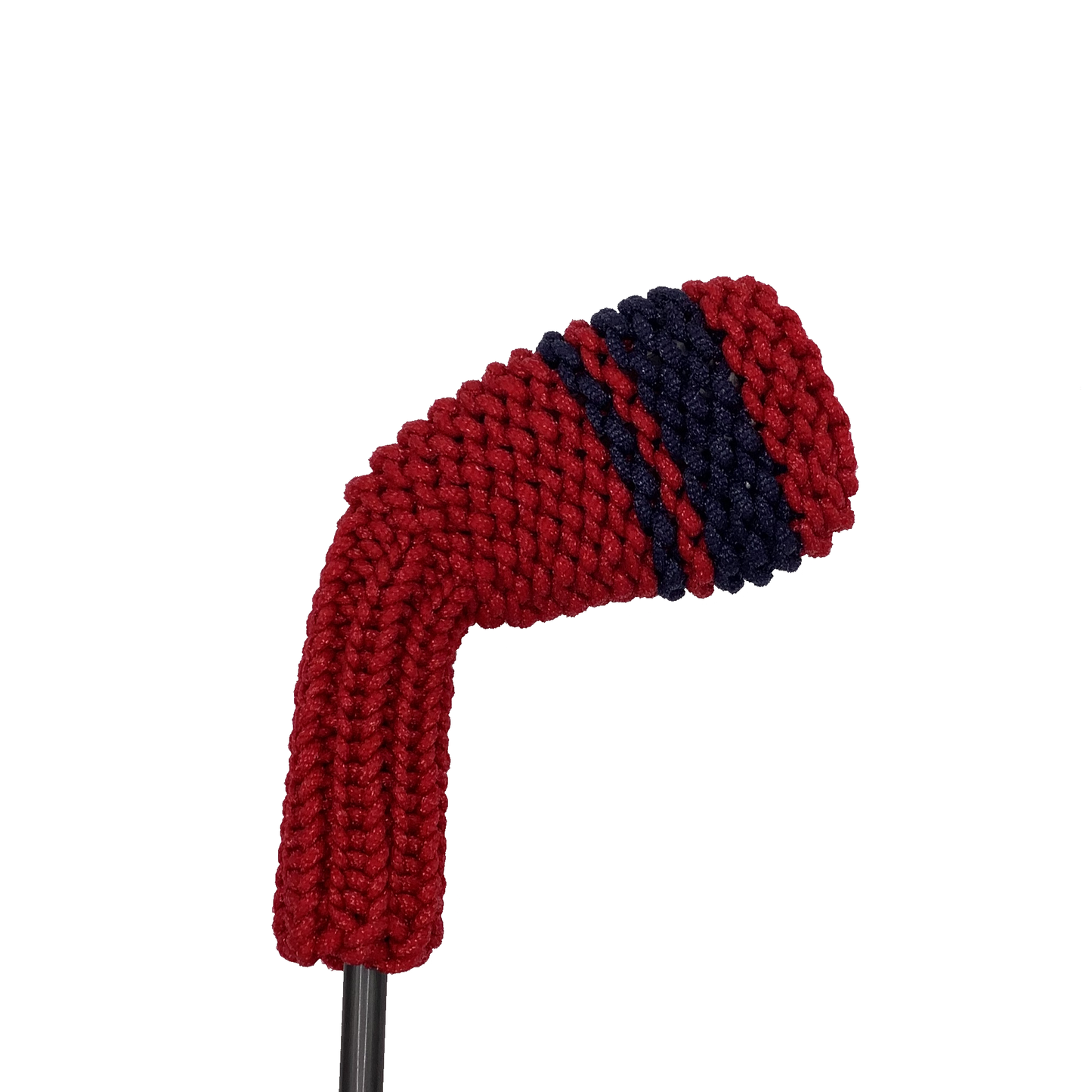 Clean Shot™ iron golf club headcover in red with navy blue stripes to represent a 6 iron.