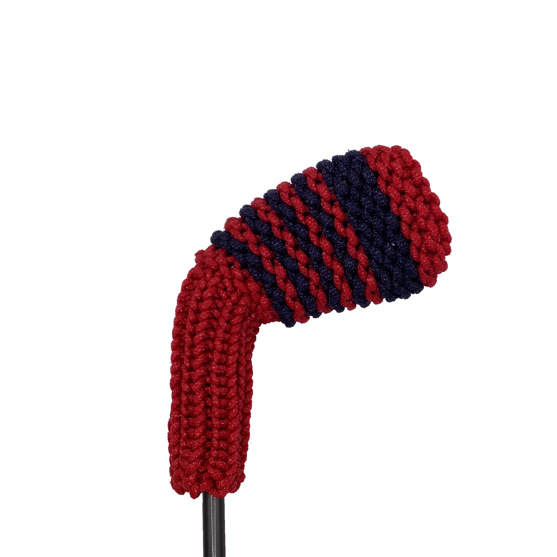 Clean Shot™ iron golf club headcover in red with navy blue stripes to represent a 9 iron.