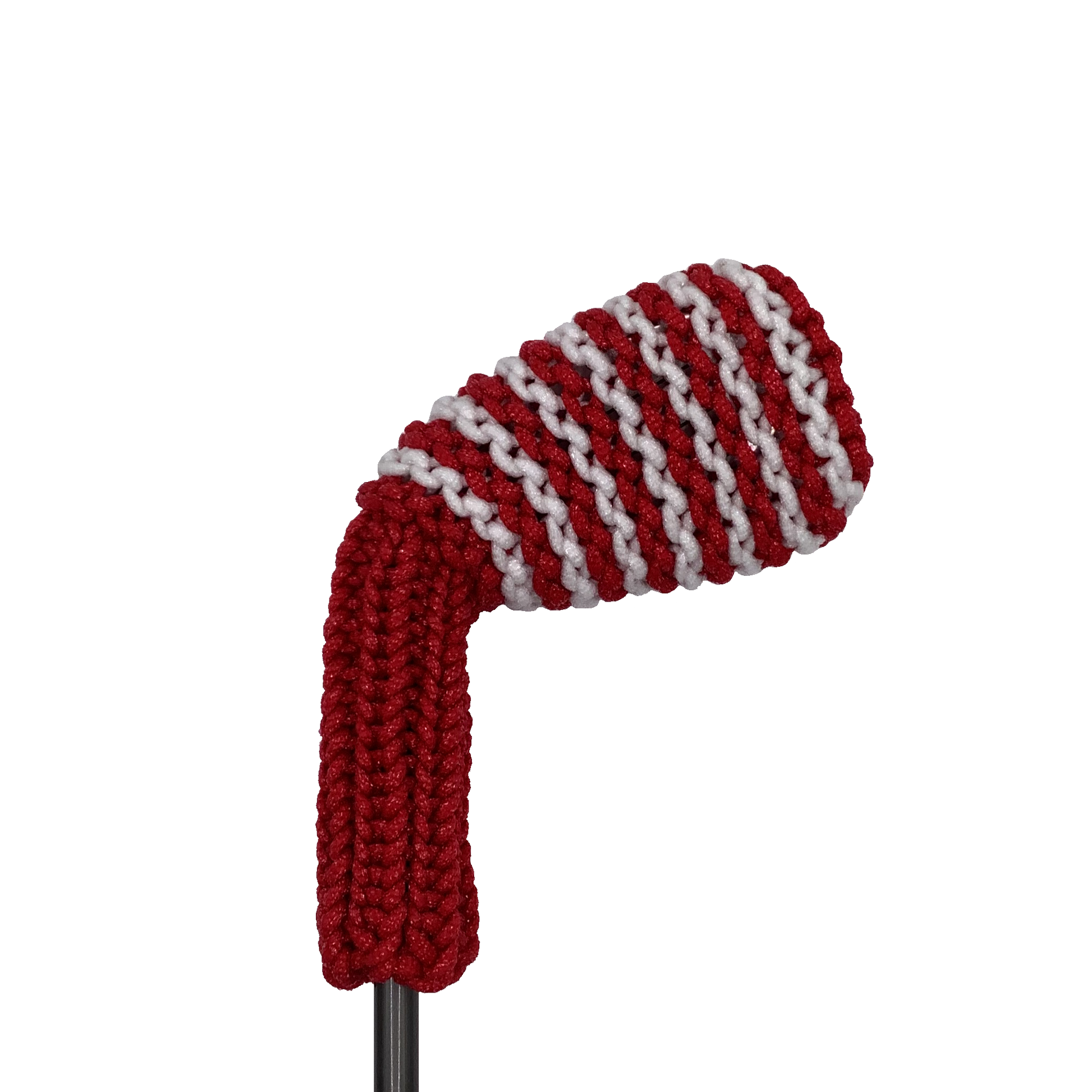 Clean Shot™ iron headcover in red with small size white stripes. Perfect for a wedge or other iron.