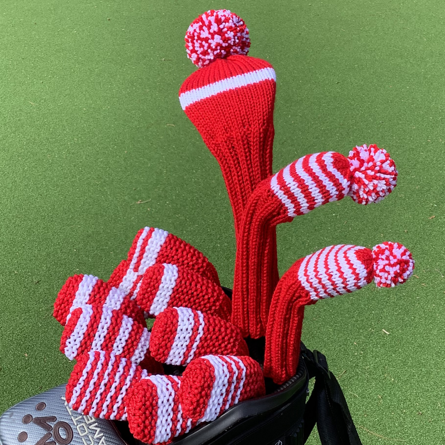 Red and White - Large Stripe Iron/Wedge Headcover