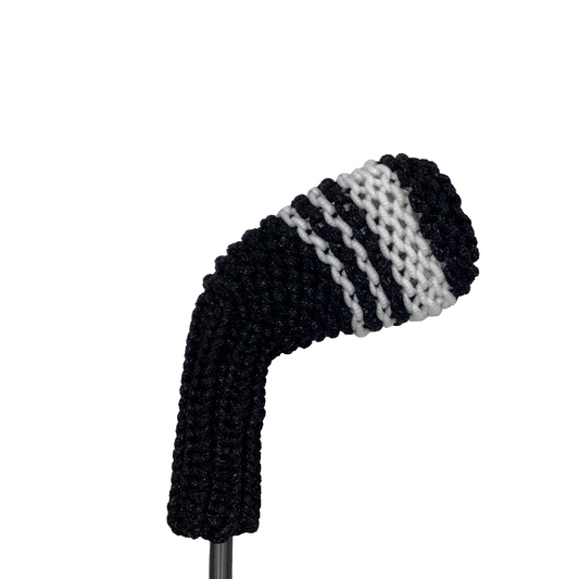 Clean Shot™ iron golf club headcover in black with white stripes to represent a 7 iron.