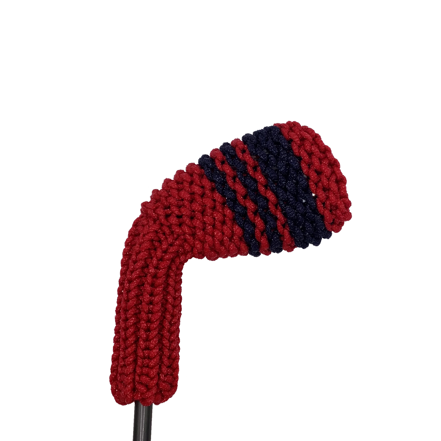 Clean Shot™ iron golf club headcover in red with navy blue stripes to represent a 7 iron.