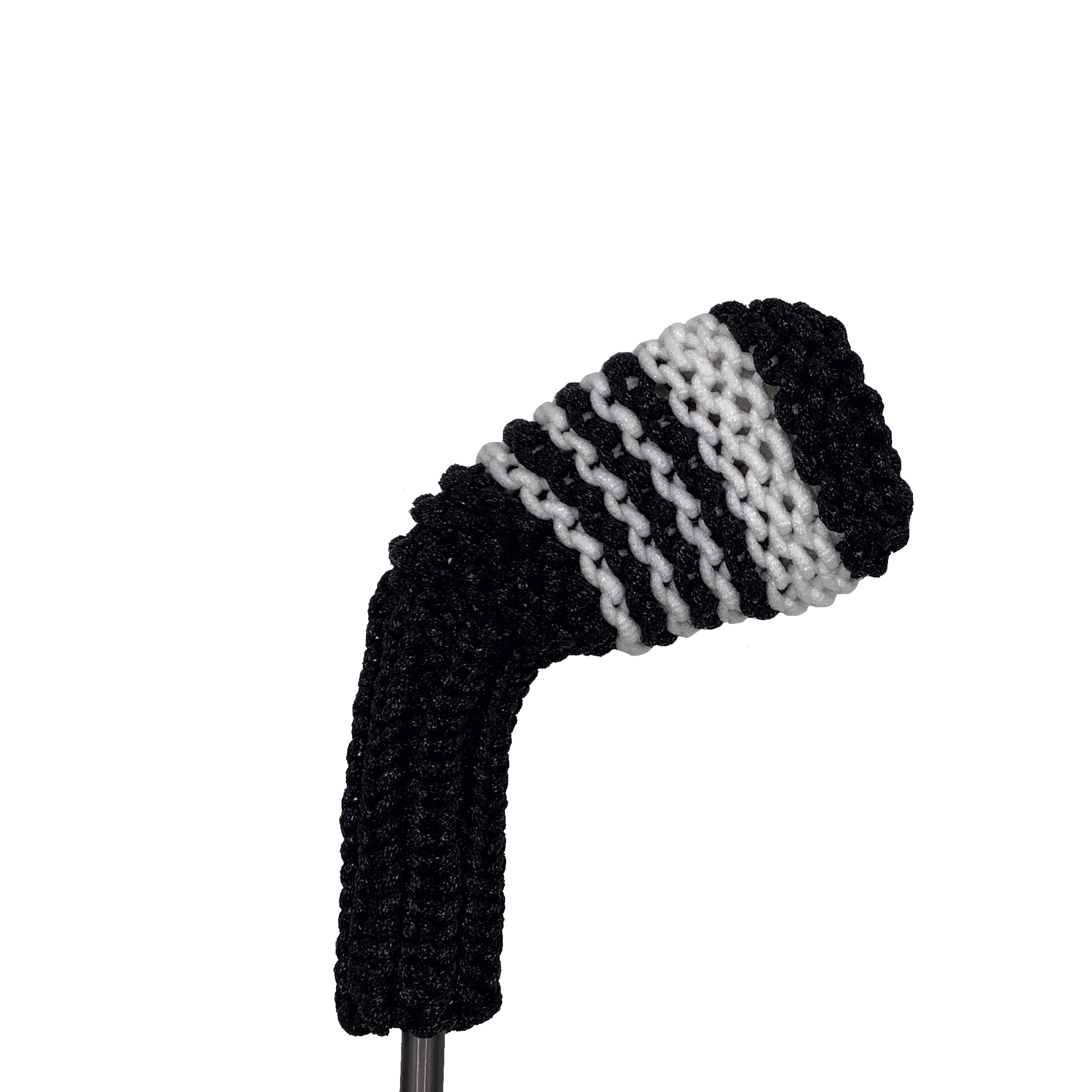 Clean Shot™ iron golf club headcover in black with white stripes to represent an 8 iron.