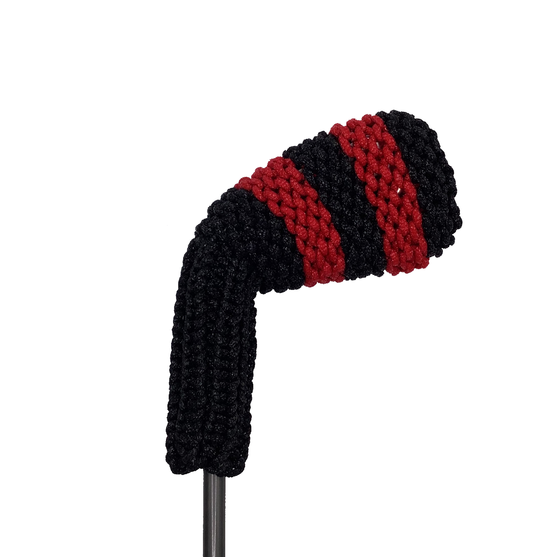 Clean Shot™ iron headcover in black with large size red stripes. Perfect for a wedge or other iron.