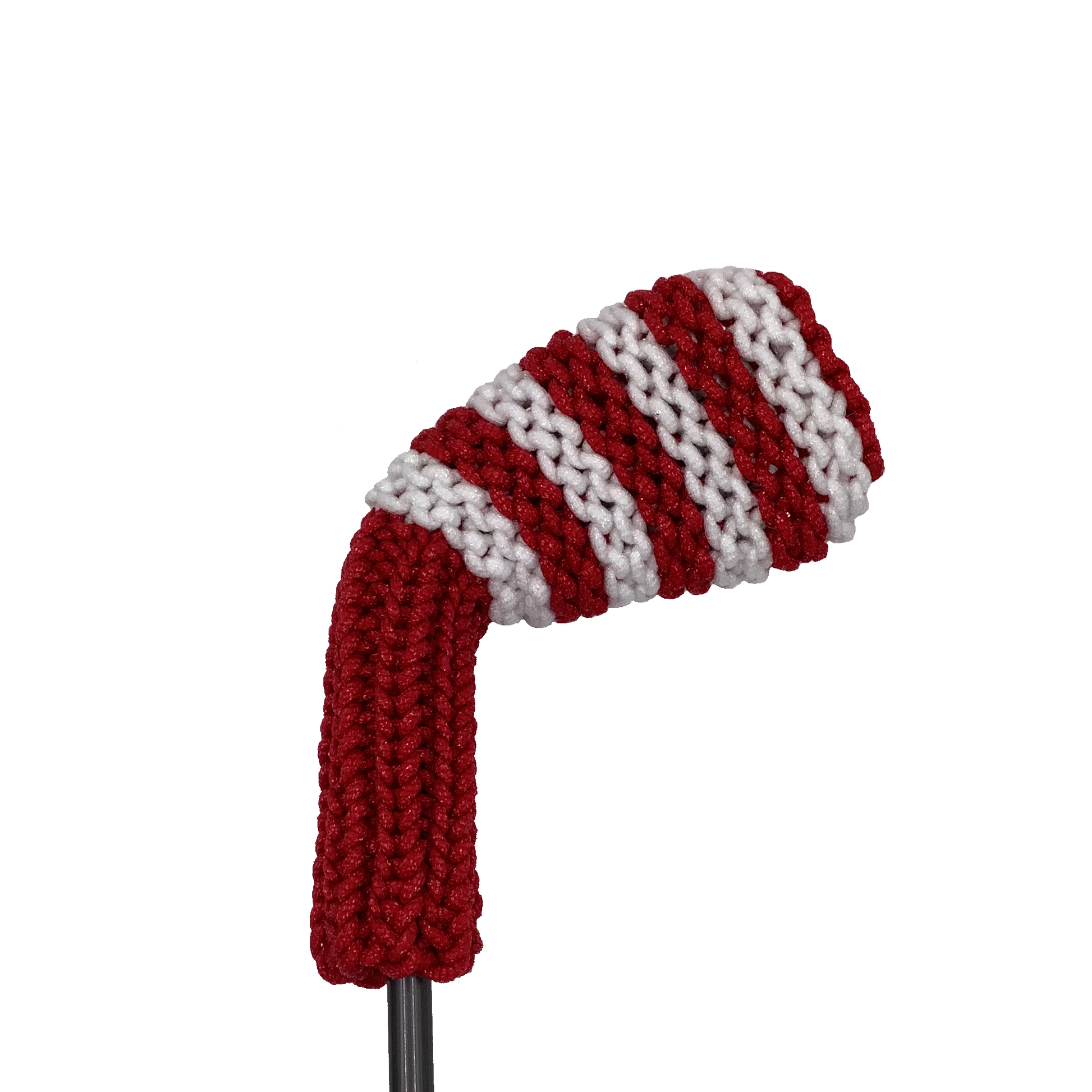 Clean Shot™ iron headcover in red with medium size white stripes. Perfect for a wedge or other iron.